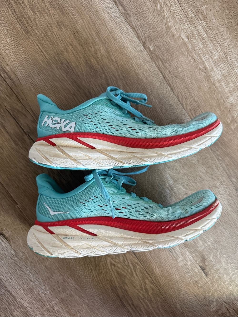 Hoka Women's Teal with Red Accent Running Shoes